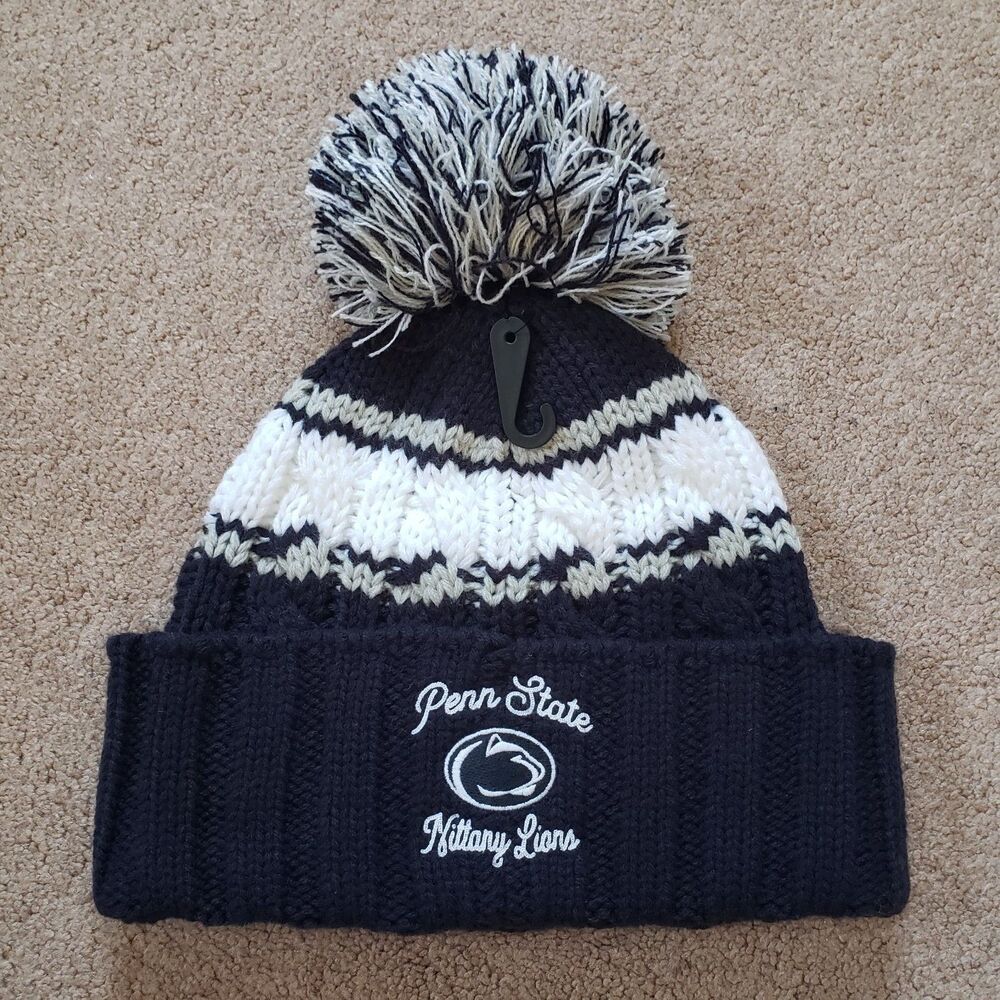'47 Women's Penn State Nittany Lions Navy Emma Cuffed Knit Pom Beanie NWOT